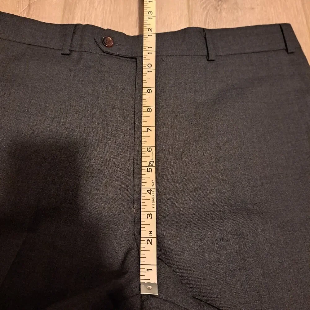 VTG Chaps Ralph Lauren 100% Wool Trousers Flat Mens Pants 35x29 Medium Gray - Picture 6 of 8